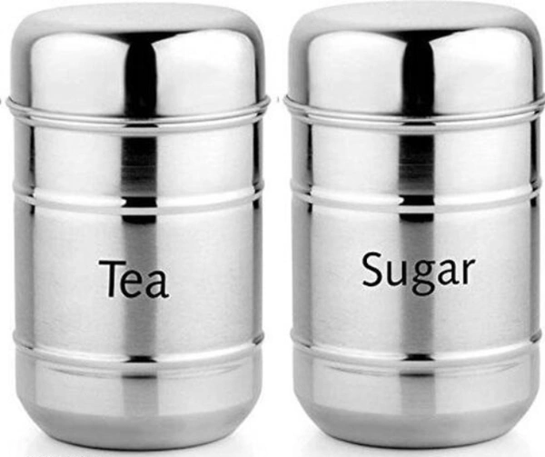 2 Pcs Stainless Steel Airtight  Tea Sugar Canister Set 700ml Each - 700ml, Stainless Steel, Airtight, Set of 2